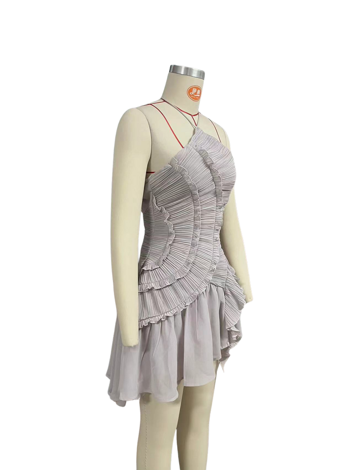 Larina elegant ruffle and pleated mini dress