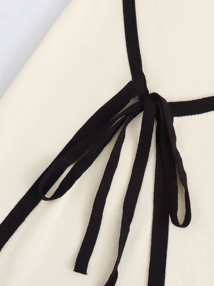 שמלת מיני סטרפלס סרוגה בעיצוב מיוחד קשירת עליונית במותן - הלן