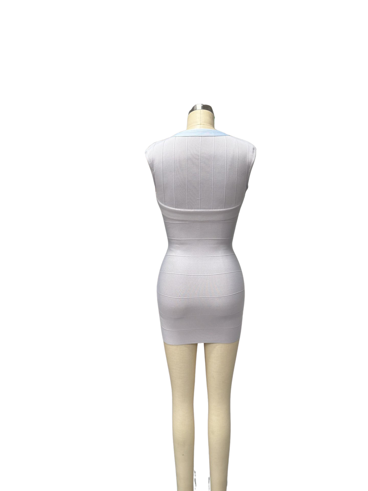 Larissa - Mini dress in shiny shaping fabric with a zipper and buckle closure