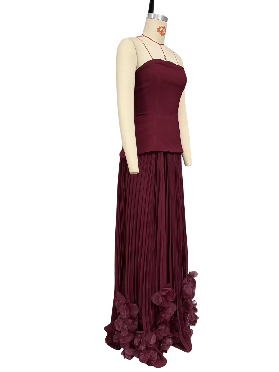 Strapless maxi dress with a 3D floral design – fifi