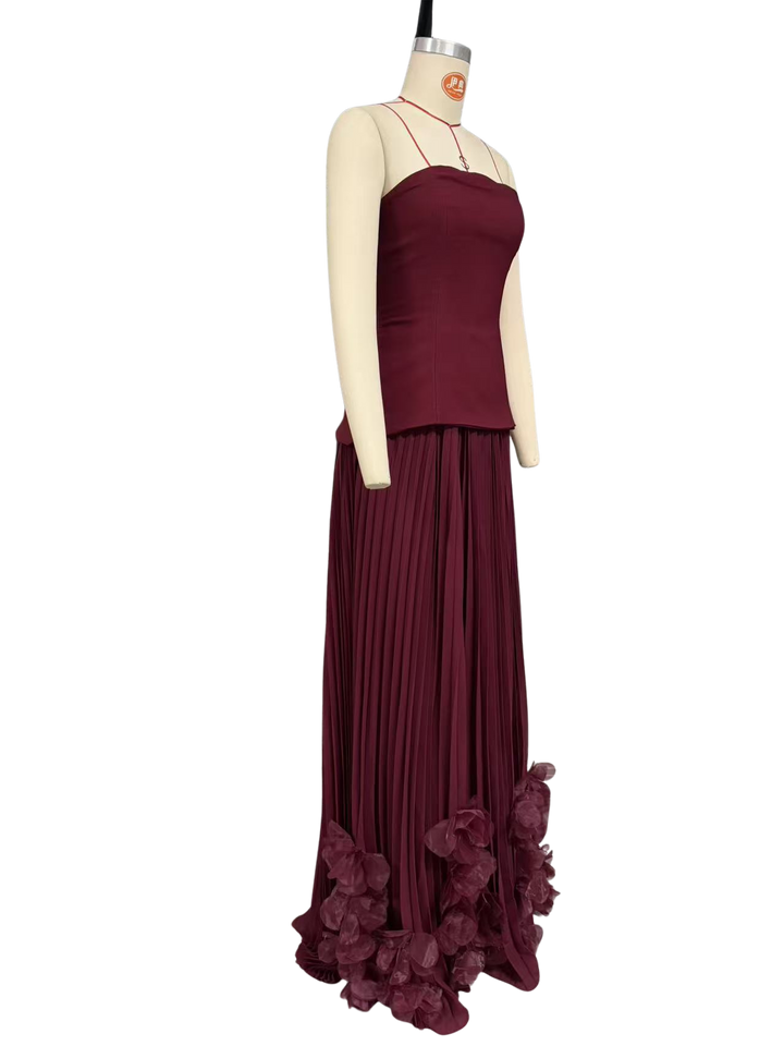 Strapless maxi dress with a 3D floral design – fifi