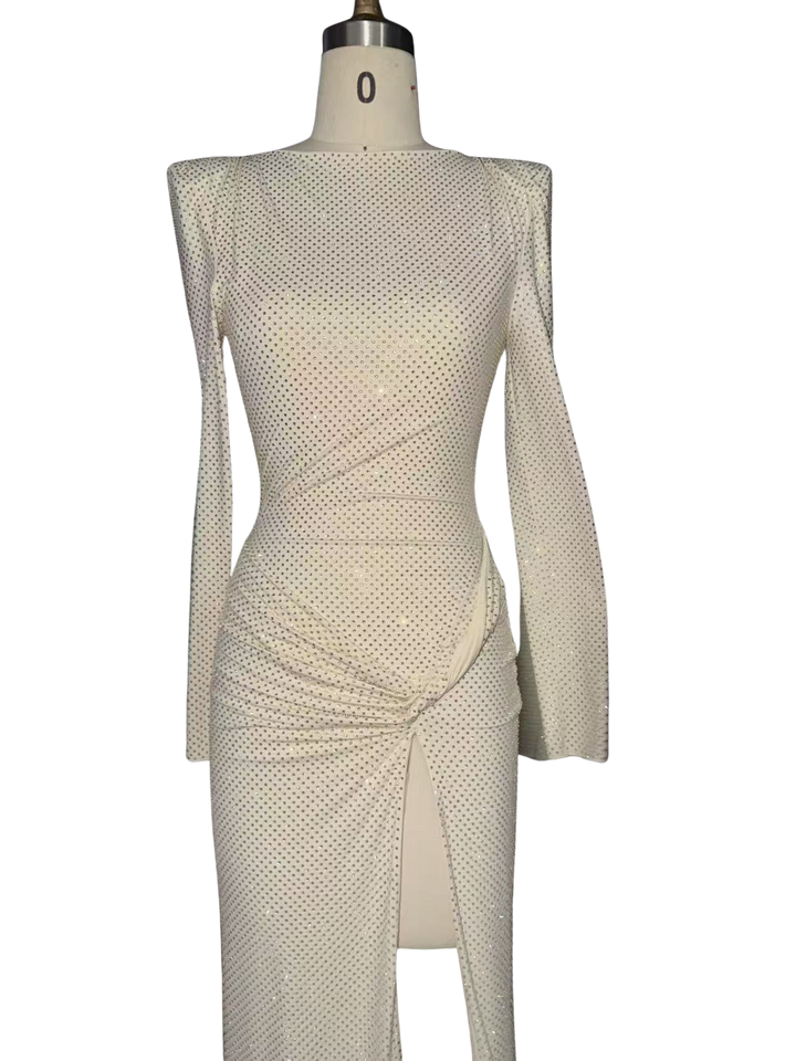 Maxi dress with sparkling sequins and slit design - DELOR