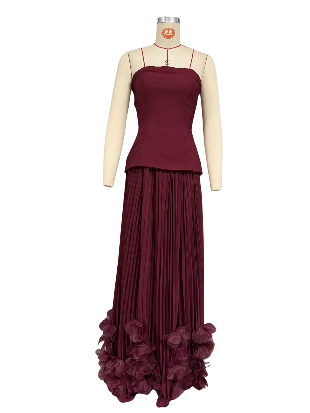 Strapless maxi dress with a 3D floral design – fifi