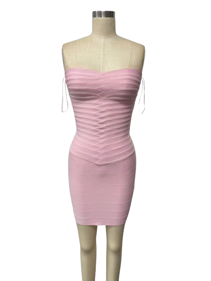Gina - Strapless mini dress in shiny shaping fabric