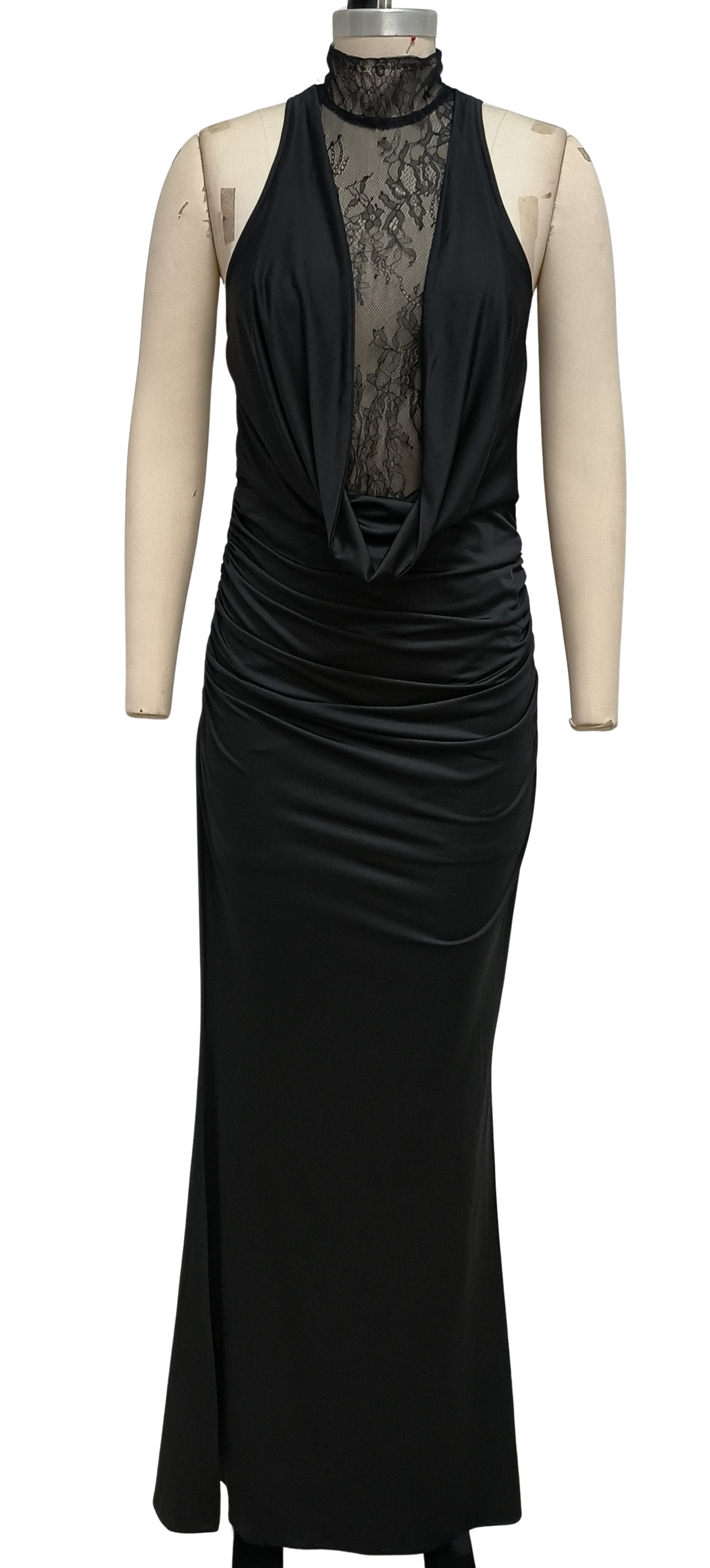 Maxi turtleneck dress with lace design and glove detail - Celandine