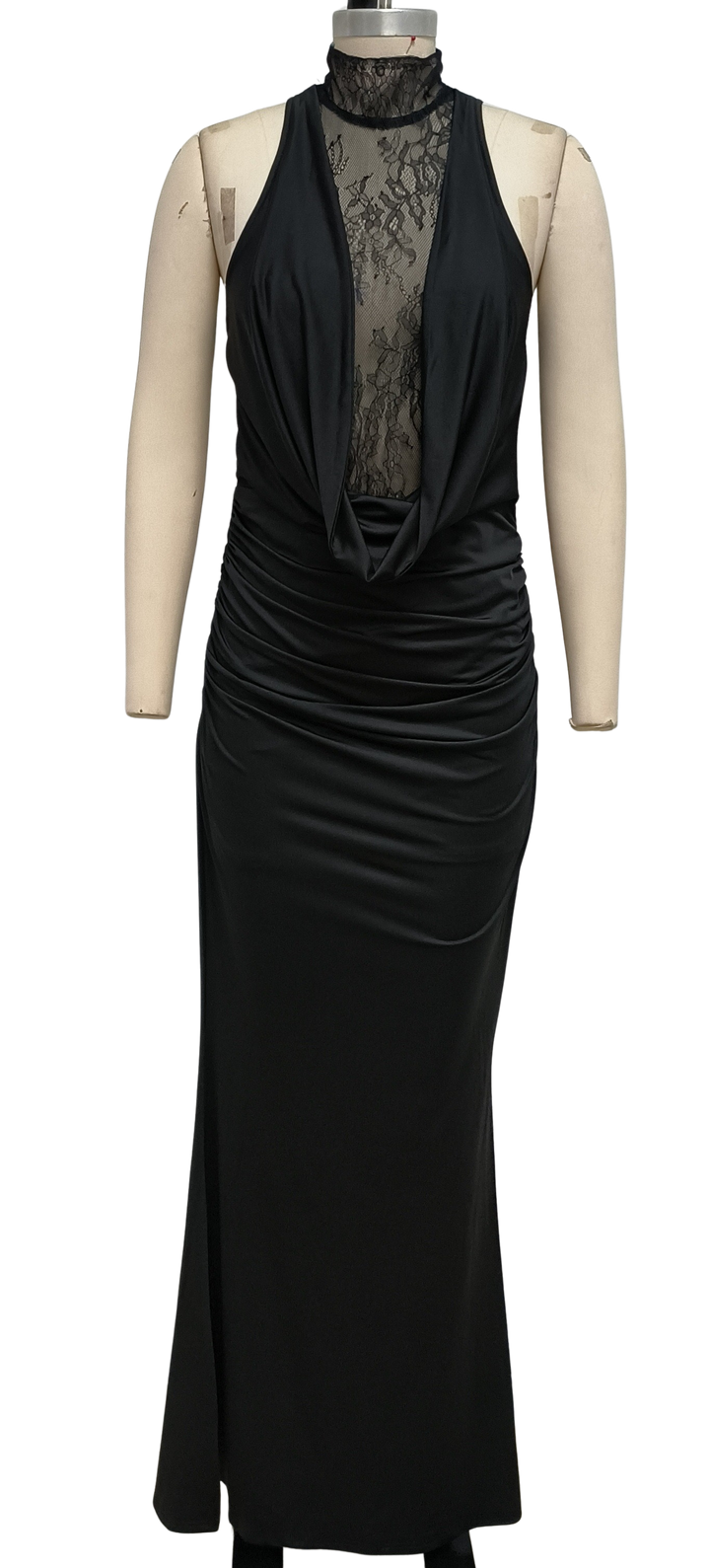 Maxi turtleneck dress with lace design and glove detail - Celandine