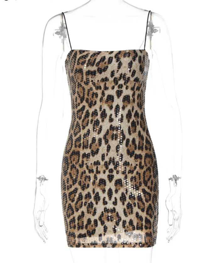 שמלת מיני פייטים מנומרת - ליזה